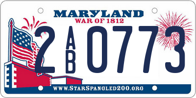 MD license plate 2AB0773