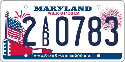 MD license plate 2AB0783