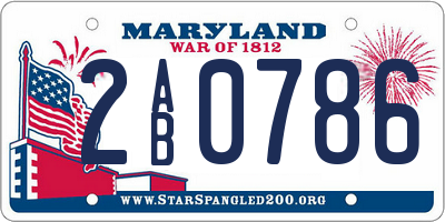 MD license plate 2AB0786