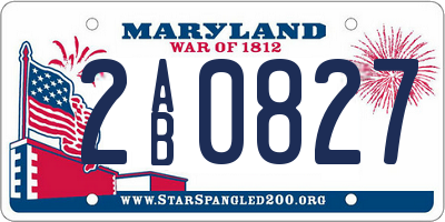 MD license plate 2AB0827