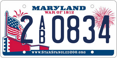 MD license plate 2AB0834