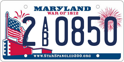 MD license plate 2AB0850