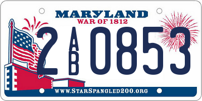 MD license plate 2AB0853
