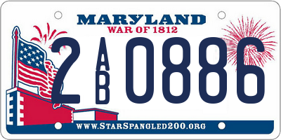 MD license plate 2AB0886