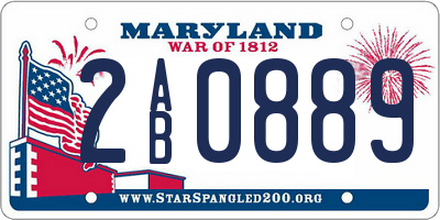 MD license plate 2AB0889