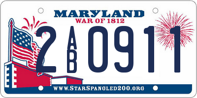 MD license plate 2AB0911