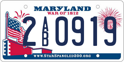 MD license plate 2AB0919