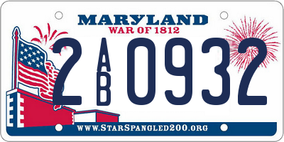 MD license plate 2AB0932