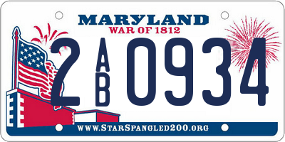 MD license plate 2AB0934