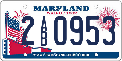 MD license plate 2AB0953