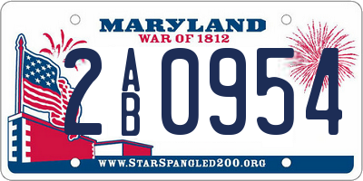 MD license plate 2AB0954