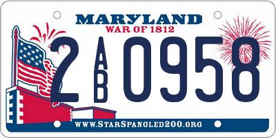 MD license plate 2AB0958