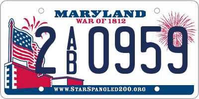 MD license plate 2AB0959