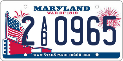 MD license plate 2AB0965