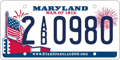 MD license plate 2AB0980