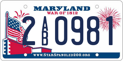 MD license plate 2AB0981