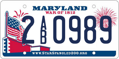 MD license plate 2AB0989