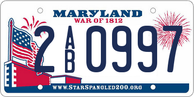 MD license plate 2AB0997