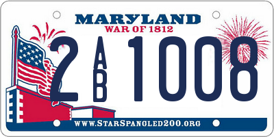 MD license plate 2AB1008