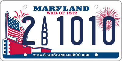 MD license plate 2AB1010