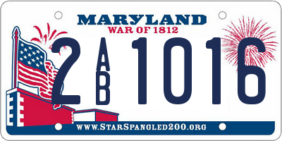 MD license plate 2AB1016