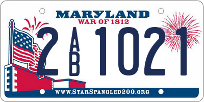 MD license plate 2AB1021