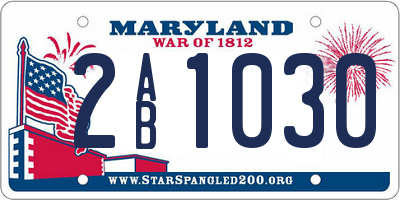 MD license plate 2AB1030