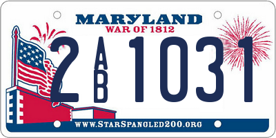 MD license plate 2AB1031