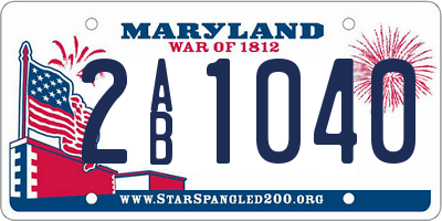 MD license plate 2AB1040