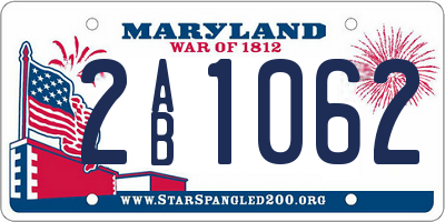 MD license plate 2AB1062