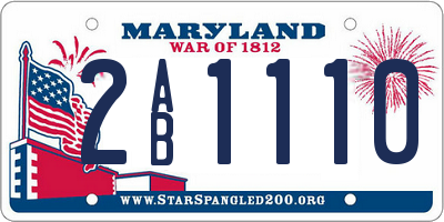 MD license plate 2AB1110