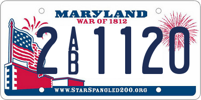 MD license plate 2AB1120