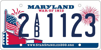 MD license plate 2AB1123