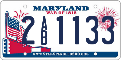 MD license plate 2AB1133