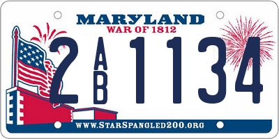 MD license plate 2AB1134