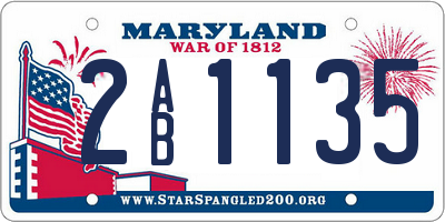 MD license plate 2AB1135