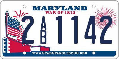 MD license plate 2AB1142