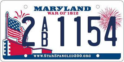 MD license plate 2AB1154