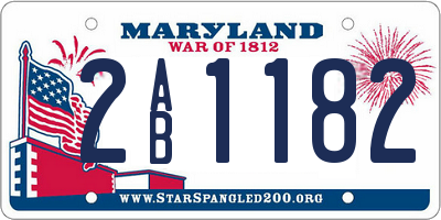 MD license plate 2AB1182
