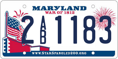 MD license plate 2AB1183