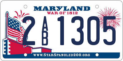 MD license plate 2AB1305