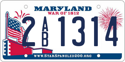 MD license plate 2AB1314