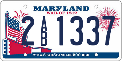 MD license plate 2AB1337