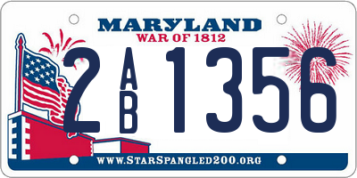 MD license plate 2AB1356