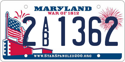 MD license plate 2AB1362