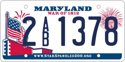 MD license plate 2AB1378