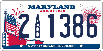 MD license plate 2AB1386