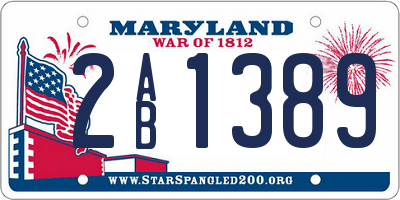 MD license plate 2AB1389