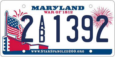 MD license plate 2AB1392