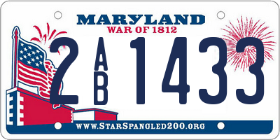 MD license plate 2AB1433
